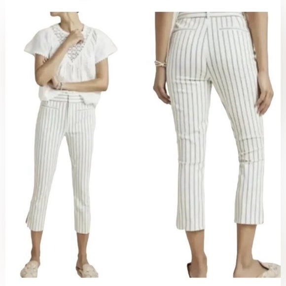 Anthropologie Essential Slim Crop Stripe Trouser - Picture 2 of 11